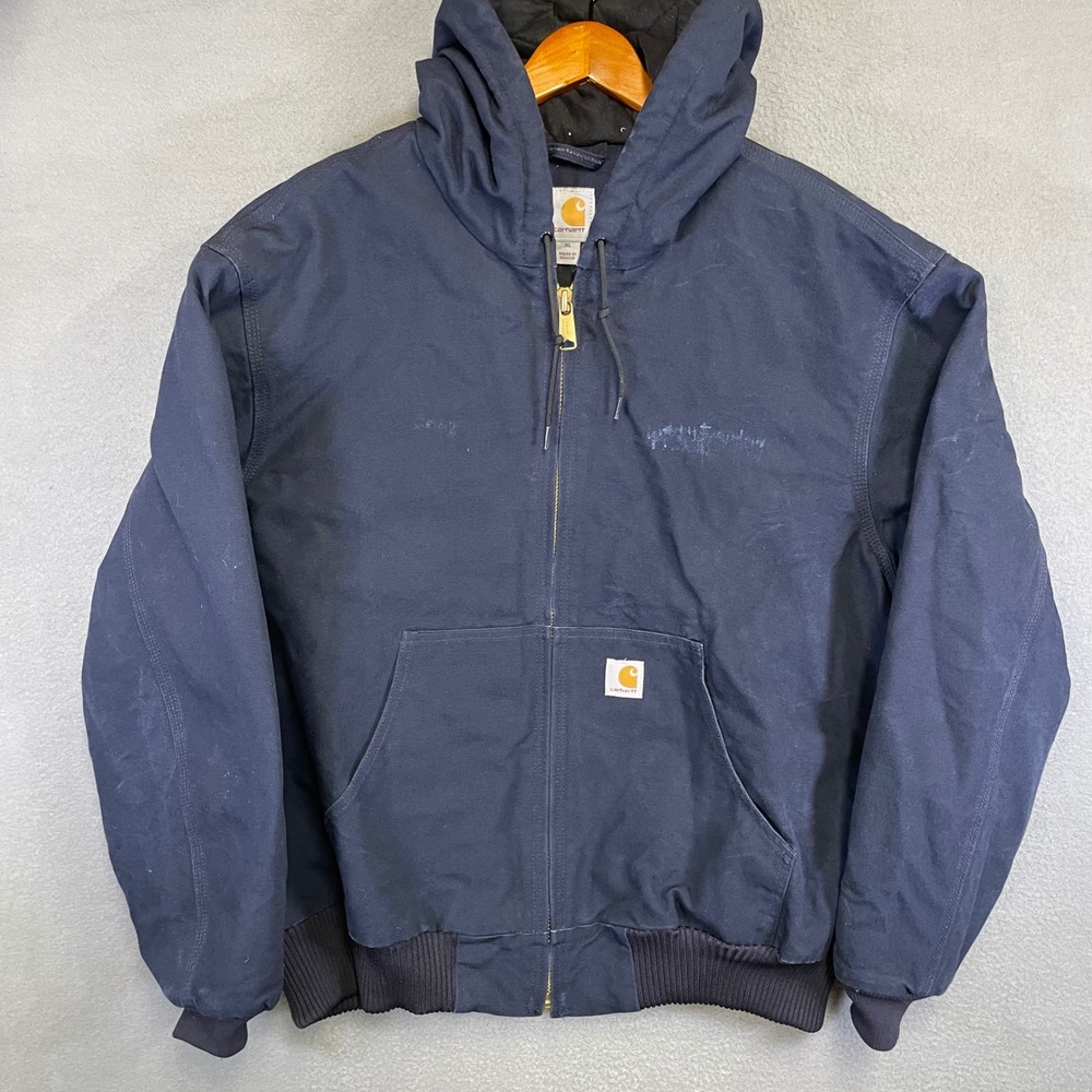 Carhartt 103940-DNY Duck Active Jacket Men's XL Navy Quilted Hooded Work Coat - Picture 5 of 5